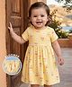 Babyhug 100% Cotton Interlock Knit Half Sleeves Floral & Cherry Printed Frock With Bloomer - Yellow
