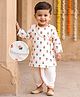 Babyhug Cambric Woven Full Sleeves Floral Printed Kurta Dhoti Set - White
