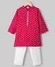 Babyhug Cambric Woven Full Sleeves Kurta Pyjama Set With Elephant Print - Red