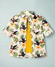Rikidoos Cotton Woven Full Sleeves T-Shirt With Attached T-Shirt & Floral Print - Mustard & White