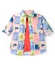 Rikidoos Cotton Woven Full Sleeves Shirt With Attached T-Shirt & Tropical Print - Peach & Blue