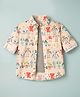 Rikidoos Cotton Woven Full Sleeves Shirt With Attached T-Shirt & Robot Print - Light Peach & Grey