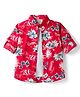 Rikidoos Cotton Woven Full Sleeves Shirt With Attached T-Shirt & Floral Print  - Red & White