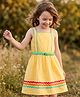 Hola Bonita Cotton Woven Sleeveless Solid Color Dress with Belt & Lace Detailing - Yellow