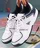 Pine Active Lace Up Solid Badminton Sports Shoes - White & Blue