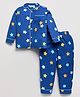 DEAR TO DAD Cotton Woven Full Sleeves Stars Printed Coordinating Shirt & Pajama Night Suit - Navy Blue