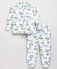 DEAR TO DAD Cotton Woven Full Sleeves Animals Printed Coordinating Shirt & Pajama Night Suit - White