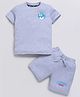 DEAR TO DAD Cotton Knit Half Sleeves Teddy Applique Detailed Tee & Shorts Set - Grey