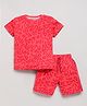 DEAR TO DAD Cotton Knit Half Sleeves Abstract Printed Coordinating Tee & Shorts Set - Red