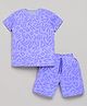 DEAR TO DAD Cotton Knit Half Sleeves Abstract Printed Coordinating Tee & Shorts Set - Purple