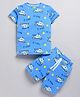 DEAR TO DAD Cotton Knit Half Sleeves Cars Printed Coordinating Tee & Shorts Set - Blue