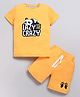 DEAR TO DAD Cotton Knit Half Sleeves Panda Printed Tee & Shorts Set - Yellow