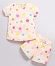 DEAR TO DAD Cotton Knit Half Sleeves Star Printed Coordinating Tee & Shorts Set - Peach