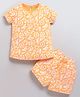 DEAR TO DAD Cotton Knit Half Sleeves Floral & Leaves Printed Coordinating Tee & Shorts Set - Yellow