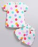 DEAR TO DAD Cotton Knit Half Sleeves  Abstract Printed  Coordinating  Tee & Shorts Set - White