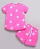 DEAR TO DAD Cotton Knit Half Sleeves Star Printed Coordinating Tee & Shorts Set - Pink