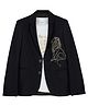 Charchit Cotton Blend Woven  Abstract Printed Blazer With Half Sleeves Tee - Navy