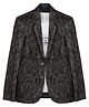 Charchit Cotton Blend Woven Abstract Printed Blazer With Half Sleeves Tee - Black