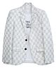 Charchit Cotton Blend Woven Full Sleeves Abstract Printed Blazer With Tee - White