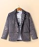 Dapper Dudes Woven Full Sleeves Zig-Zag Blazer With Tee - Grey