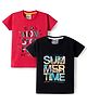 Dapper Dudes Embosis Hosiery Woven Half Sleeves Text Printed T-Shirts Pack of 2 - Red & Black