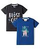 Dapper Dudes Embosis Hosiery Woven Half Sleeves Space & Beach Theme Printed T-Shirts Pack of 2 - Grey & Blue