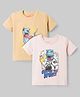 Dapper Dudes Embosis Hosiery Woven Half Sleeves Out Of World & Skate Roar Printed T-Shirts Pack of 2 - Lilac & Beige