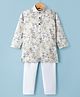 Ridokidz Cotton Woven Full Sleeves Tropical Theme Printed Kurta & Pyjama Set - Beige
