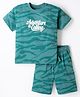Doreme Single Jersey Knit Half Sleeves T-Shirt & Shorts Set with Adventure Print - Green