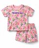 Doreme Single Jersey Knit Half Sleeves T-Shirt & Shorts Set with Floral Print - Pink