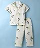 Doreme Single Jersey Knit Half Sleeves Shirt & Pyjama Co-ord Night Suit with Panda Print - Beige