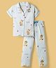 Doreme Single Jersey Knit Half Sleeves Shirt & Pyjama Co-ord Night Suit with Bunny Print - Light Blue