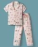 Doreme Single Jersey Knit Half Sleeves Shirt & Pyjama Co-ord Night Suit with Dog Print - Pink
