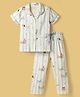 Doreme Single Jersey Knit Half Sleeves Shirt & Pyjama Co-ord Night Suit with Dog Print - White