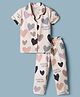 Doreme Single Jersey Knit Half Sleeves Shirt & Pyjama Co-ord Night Suit With Heart Print - Multicolor
