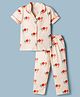 Doreme Single Jersey Knit Half Sleeves Shirt & Pyjama Co-ord Night Suit With Ice Cream Print - Multicolor
