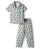 Doreme Single Jersey Knit Half Sleeves Co-ords Shirt & Pajama Night Suit with Floral Print - Sea Green