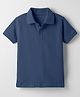 Doreme Cotton Knitted Half Sleeves Solid Polo T-Shirt - Navy Blue