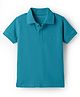Doreme Cotton Knitted Half Sleeves Solid Polo T-Shirt -Teal Blue
