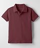 Doreme Cotton Knitted Half Sleeves Solid Polo T-Shirt -Plum