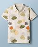 Doreme Knitted Half Sleeves Tropical Theme Printed Polo T-Shirt - Multicolour