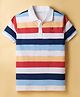 Doreme Knitted Half Sleeves Striped Polo T-Shirt - Multicolour