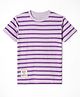 Doreme Cotton Knit Half Sleeves Striped T-Shirt - Lavender