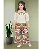 Lei-Chie Woven Three Fourth Sleeves Floral Printed Top & Palazzo Set - Brown