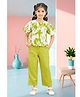 Lei-Chie Linen Woven Half Sleeves Abstract Printed Top & Pant Set - Green