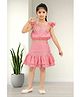 Lei-Chie Cotton Blended Woven Sleeveless Embroidered Top And Skirt Set - Pink