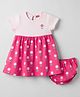 Babyhug Interlock Knit Half Sleeves Frock with Floral Print & Bloomer - Pink