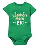 Zeezeezoo 100% Cotton Knit Half Sleeves Laakhon Mein Ek Text Printed Onesie - Green