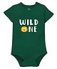 Zeezeezoo 100% Cotton Knit Half Sleeves Wild One Text Printed Onesie - Forest Green