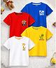 Trampoline Cotton Blend Knit Pack of 4 Half Sleeves Giraffe Dinosaur & Monster Truck Printed Tees - Multi Colour